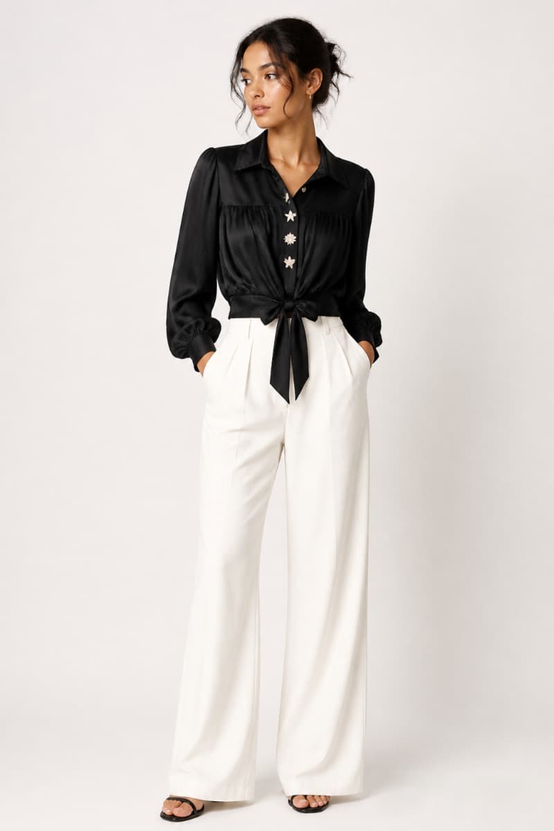 Black Satin Blouse 
